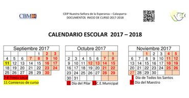 Calendario escolar curso 2017-2018