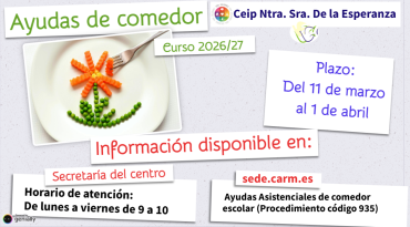 Ayudas para comedor escolar curso 26/27